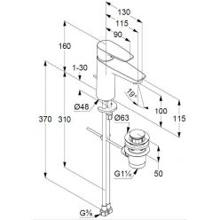 Однорычажный смеситель на умывальник Kludi Pure&Solid 100, 342900575