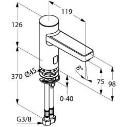 Электронный смеситель для раковины со смешиванием 230 V Kludi Zenta E, 3820205