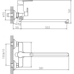 Смеситель для ванны с изливом 35 см Haiba HB22557-8