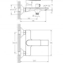 Смеситель для ванны с коротким изливом Haiba HB60505-8