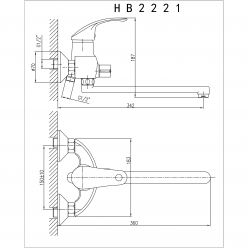 Смеситель для ванны с длинным изливом Haiba HB2221