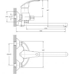 Смеситель для ванны длинный излив Haiba HB2221-5