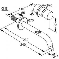 Настенный смеситель для умывальника черный матовый Kludi Bozz, 382453976