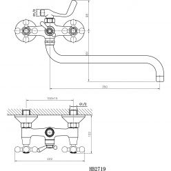 Смеситель с длинным издивом для ванны Haiba HB2719