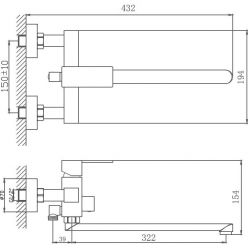 Смеситель для ванны с изливом 35 см Haiba HB22803