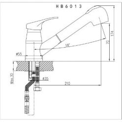 Смеситель с выдвигающейся лейкой Haiba HB6013