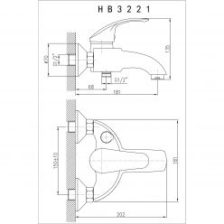 Смеситель для ванны с коротким изливом Haiba HB3221