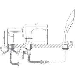 Смеситель для ванны на 3 отверстия Haiba HB80804