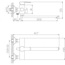 Смеситель для ванны с длинным изливом Haiba HB22801