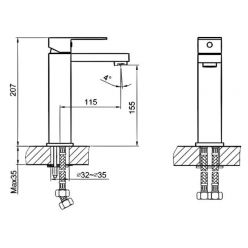 Смеситель для умывальника Ahti Kotka KO201101