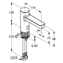 Электронный смеситель для раковины, 9 V Kludi Zenta, 3810005