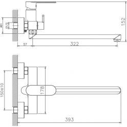 Смеситель для ванны с изливом 30 см Haiba HB22590-7