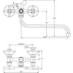 Смеситель для ванны с длинным изливом Haiba HB2220