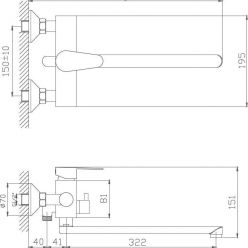 Смеситель для ванны с длинным изливом Haiba HB22802