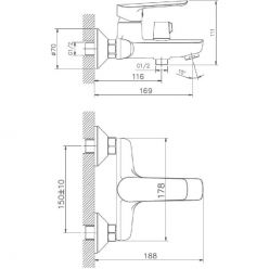 Смеситель для ванны с коротким изливом Haiba HB60198