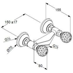 Смеситель для душа ручки хрусталь хром Kludi Adlon, 5161005G5