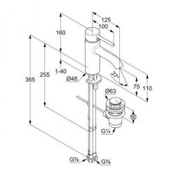Смеситель для умывальника Kludi Bozz 75, 382770576