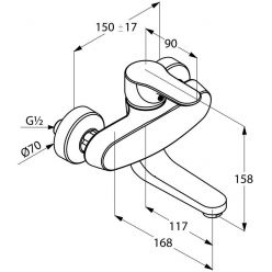 Настенный кухонный смеситель 115 мм Kludi Objekta, 328810575