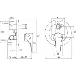 Смеситель для ванны встроенный Ravak Rosa RS 061.00 X070014