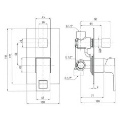 Смеситель для ванны скрытого монтажа Deante Anemon BBZ 044P