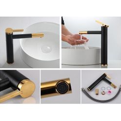 Высокий смеситель для раковины Rea SMART Black Gold REA-B7402