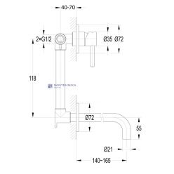 Смеситель настенный для умывальника Omnires Y Y1215N CR ручка сверху