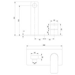 Смеситель настенный для умывальника Omnires Baretti BA7815 BL