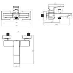 Смеситель для ванны Omnires Parma PM7430 BL черный