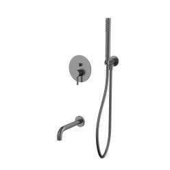 Смеситель Whitecross Y gunmetal YSET06GM для ванны, с душевым гарнитуром, цвет оружейная сталь