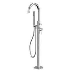 Смеситель Whitecross Y brushed nickel Y1233NIB для ванны, напольный, с душевым гарнитуром, цвет никель брашированный