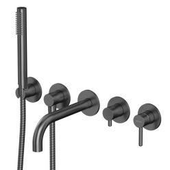 Смеситель Whitecross Y gunmetal Y1240GM для ванны, с душевым гарнитуром, цвет оружейная сталь