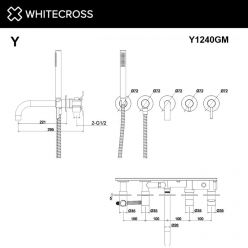 Смеситель Whitecross Y gunmetal Y1240GM для ванны, с душевым гарнитуром, цвет оружейная сталь