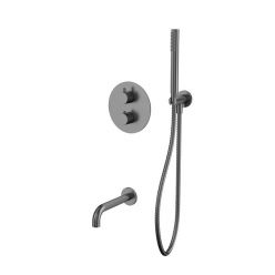 Смеситель Whitecross Y gunmetal YSET10GM для ванны, термостатический, с душевым гарнитуром, цвет оружейная сталь