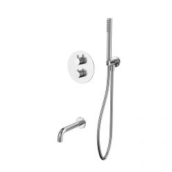 Смеситель Whitecross Y brushed nickel YSET10NIB для ванны, термостатический, с душевым гарнитуром, цвет никель брашированный