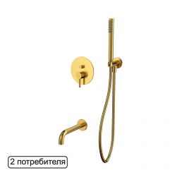 Смеситель Whitecross Y brushed gold YSET06GLB для ванны, с душевым гарнитуром, цвет брашированное золото