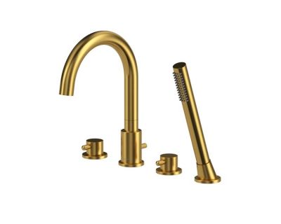 Смеситель Whitecross Y gold для ванны, с душевым гарнитуром, цвет брашированное золото, Y1232GLB