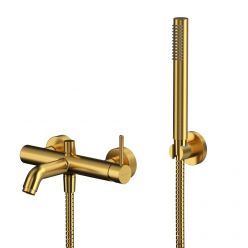 Смеситель Whitecross Y brushed gold Y1231GLB для ванны, с душевым гарнитуром, цвет брашированное золото