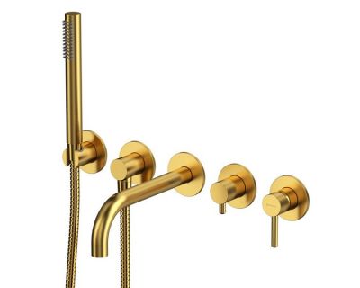 Смеситель Whitecross Y brushed gold Y1240GLB для ванны, с душевым гарнитуром, цвет брашированное золото