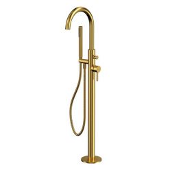 Смеситель Whitecross Y brushed gold Y1233GLB для ванны, напольный, с душевым гарнитуром, цвет брашированное