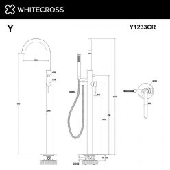 Смеситель Whitecross Y brushed gold Y1233GLB для ванны, напольный, с душевым гарнитуром, цвет брашированное