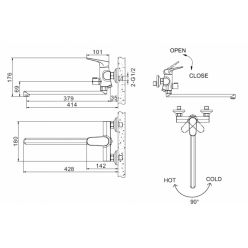 Смеситель для ванны с длинным изливом Bravat ELER F6191238CP-01L-RUS