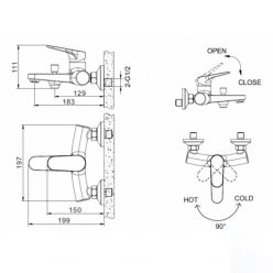 Смеситель для ванны с коротким изливом Bravat ELER F6191238CP-01-RUS