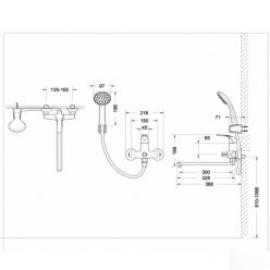 Смеситель для ванны c длинным изливом с аксессуарами Bravat Fit F6135188CP-LB-RUS