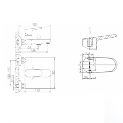 Смеситель для ванны с коротким изливом Bravat PURE F6105161C-01