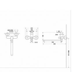 Смеситель для ванны с длинным изливом Bravat Stream-D F637163C-01A