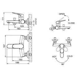 Смеситель для ванны с коротким изливом Bravat ELER F6191238CP-01-RUS