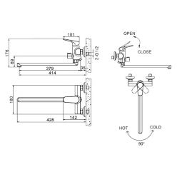 Смеситель для ванны с длинным изливом Bravat ELER F6191238CP-01L-RUS