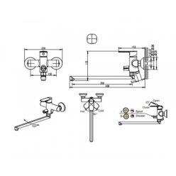 Смеситель для ванны с длинным изливом Bravat Louise F6191183CP-01L-RUS