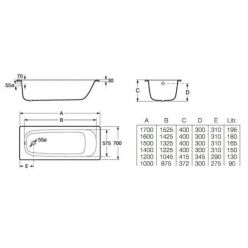 Стальная ванна Roca Contesa 170x70 (в комплекте с ножками), 235860000