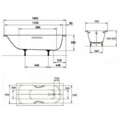 Стальная ванна Kaldewei Saniform Plus 150x70, 361-1 111600010001